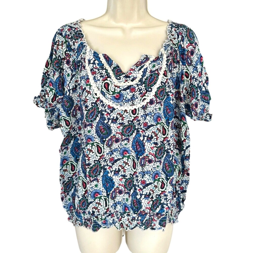 azel hazel hazel hazel haze Women's Colorful Print Blouse Top 100%Rayon Size L